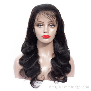 Shmily Wholesale Lace Wig Human Hair Vendor Real Mink Brazilian Cuticle Aligned Human 1b# Virgin Hair Lace Front Wig Body Wave